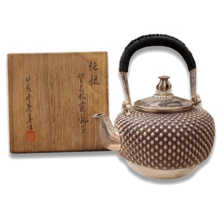 純銀 望月形霰銚子